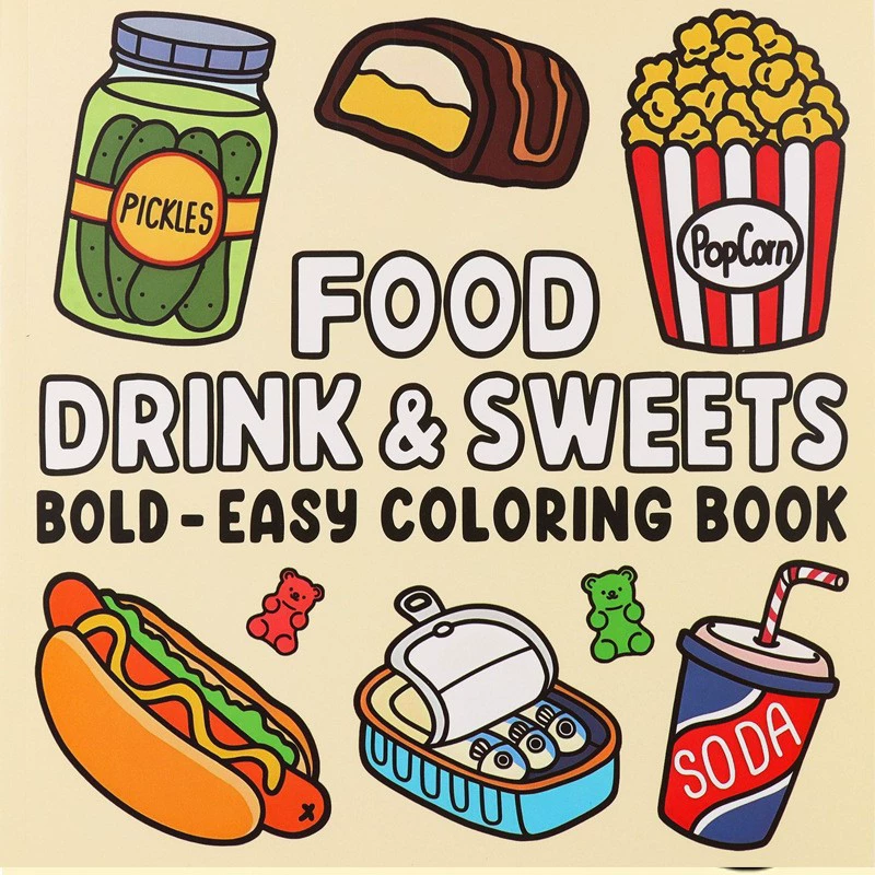 Food And Snacks Coloring Book - Yetişkinler ve Çocuklar için Yiyecek İçecekler