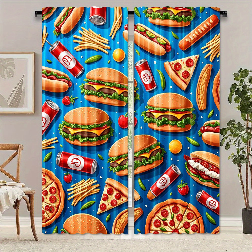 Food Snacks Background - Fast Food Burger Pizza Perdesi 2