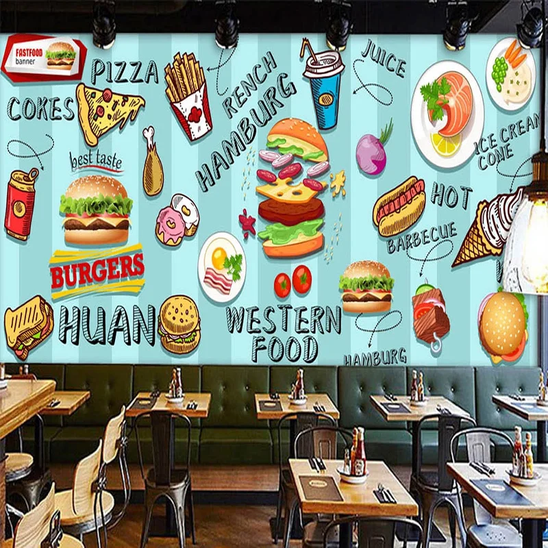 Food Snacks Background - Özel 3D Duvar Kağıdı El-boyalı Hamburg