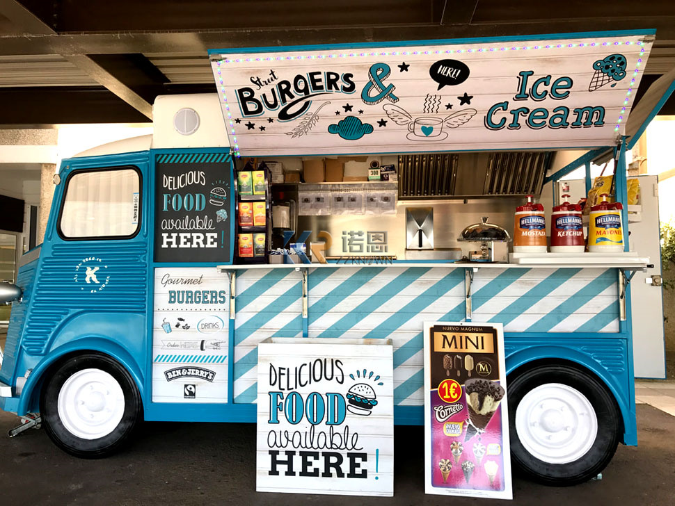 Food Truck With Snacks - Elektrikli Dondurma Kamyonu Fast Food Römork