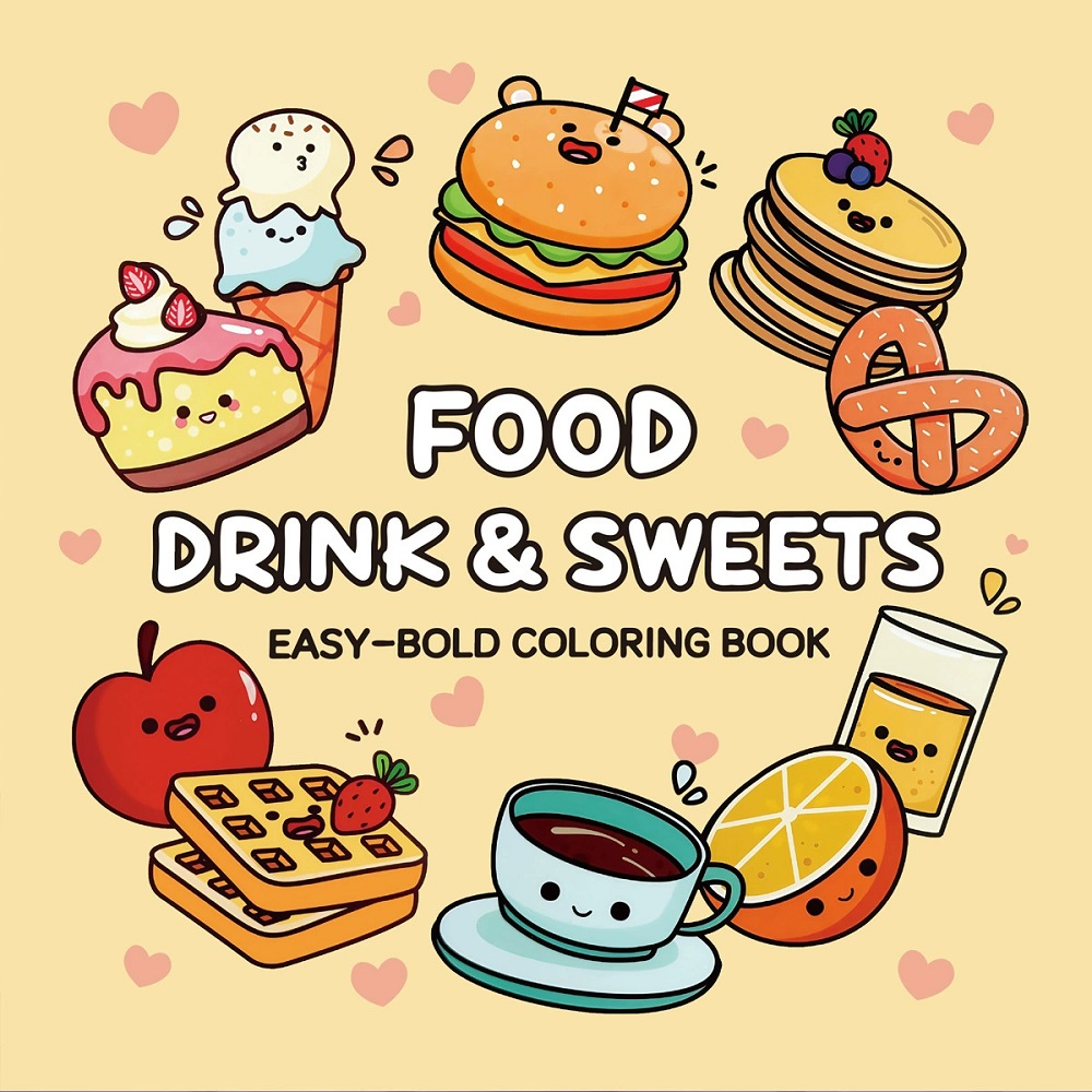 Food And Snacks Coloring Book - Yiyecek, İçecek ve Tatlılar Yetişkinler için