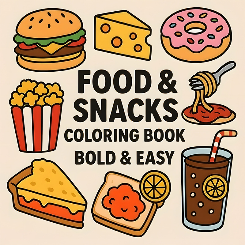 Food And Snacks Coloring Book - Kalın Gıda ve Atıştırmalık Temalı Boyama
