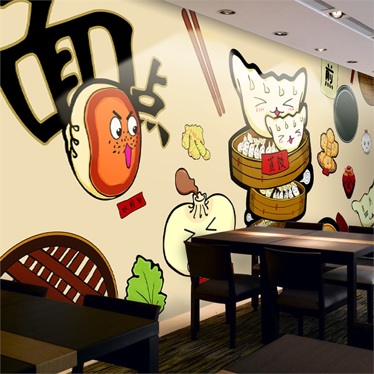 Özel 3D El Boyaması Karikatür  - Food Snacks Background incelemesi ve fiyatı
