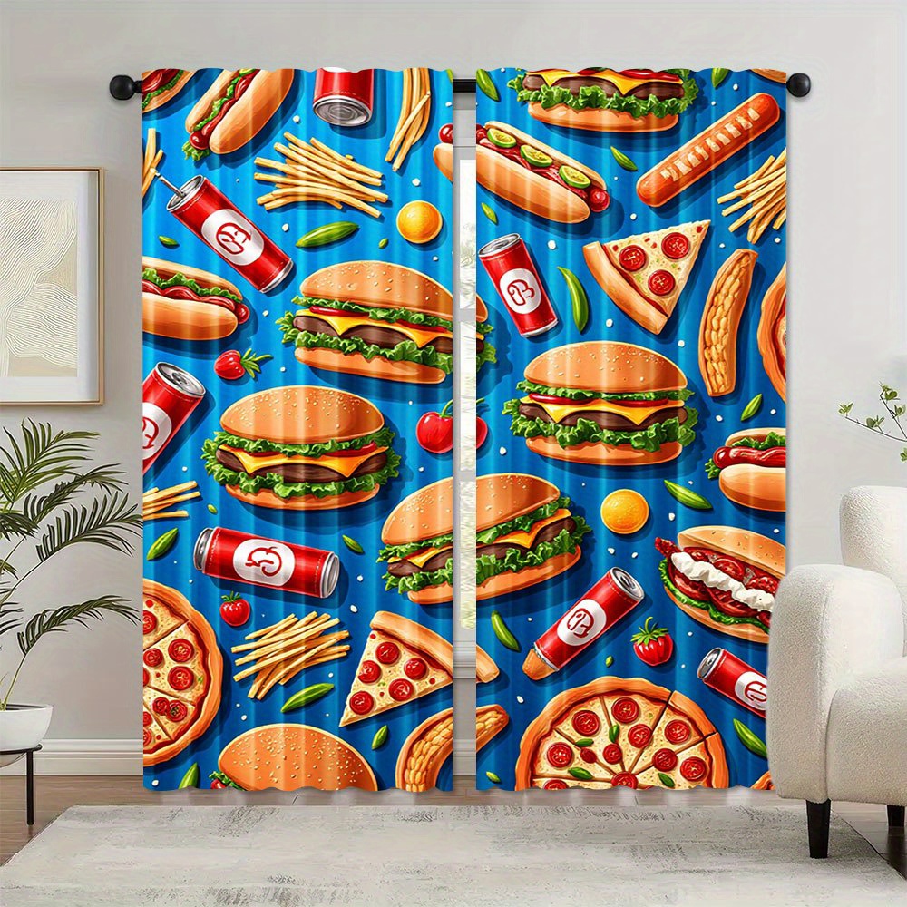 Fast Food Burger Pizza Perdesi - Food Snacks Background incelemesi ve fiyatı