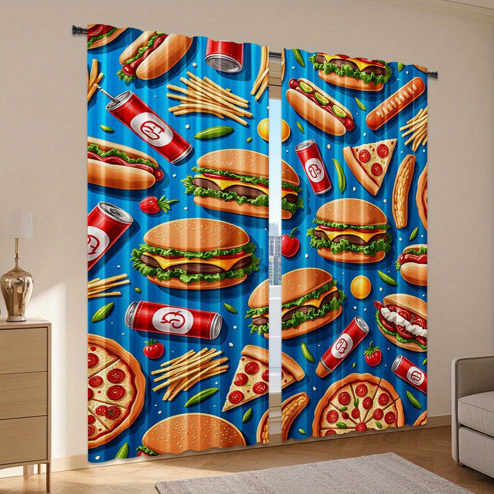 Fast Food Burger Pizza Perdesi - Food Snacks Background incelemesi ve fiyatı