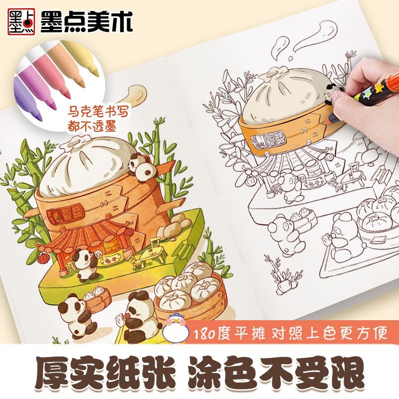 Marker boyama kitabı çocuk ve  - Food And Snacks Coloring Book incelemesi ve fiyatı