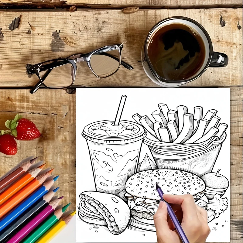 Yetişkinler için Hızlı Yemek B - Food And Snacks Coloring Book incelemesi ve fiyatı