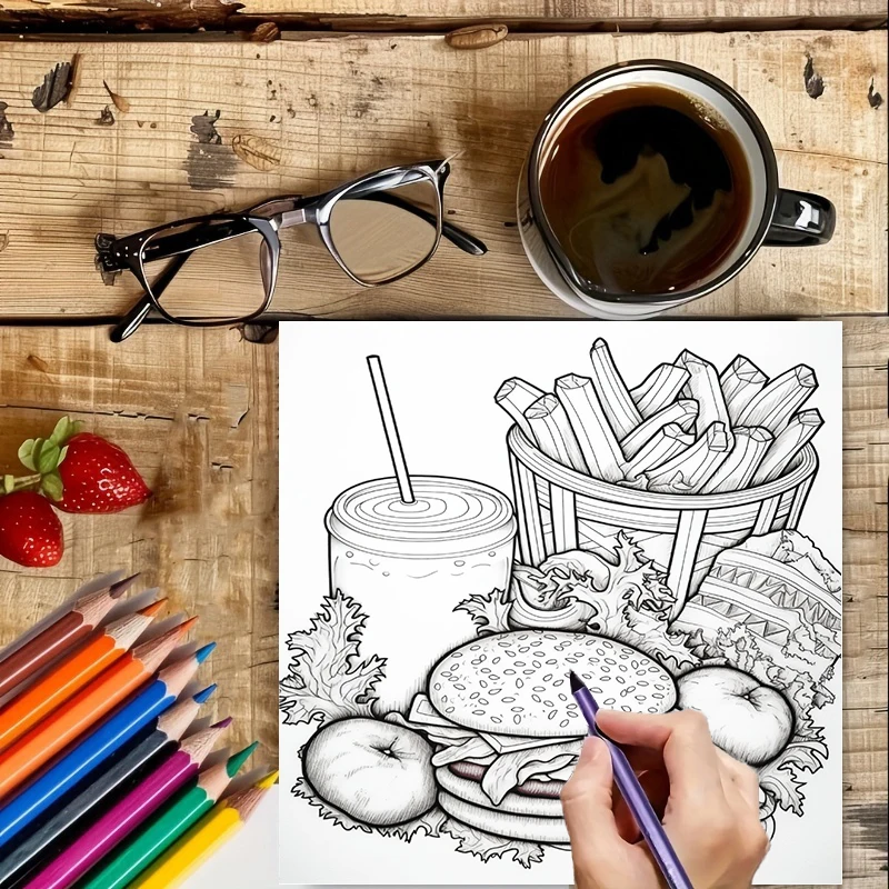 Yetişkinler için Hızlı Yemek B - Food And Snacks Coloring Book incelemesi ve fiyatı